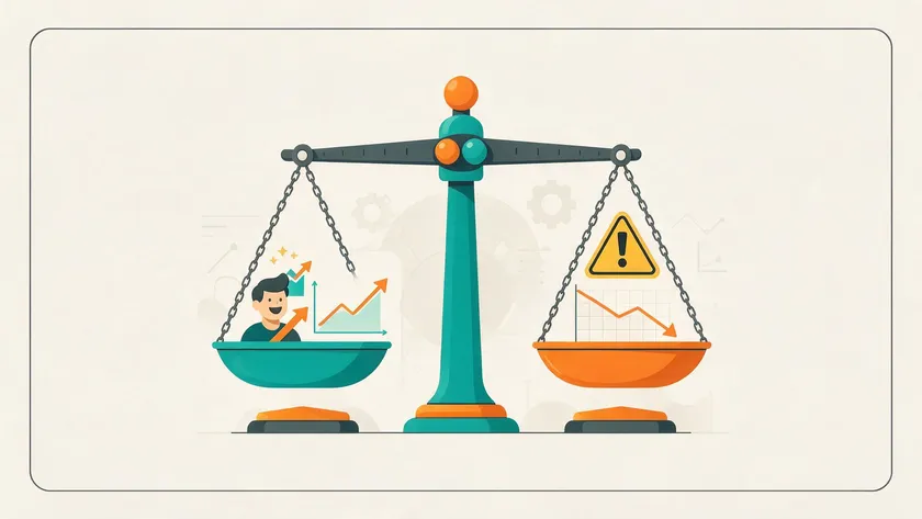 A scale weighing the benefits and risks of offering a 30 day money back guarantee