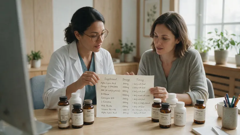 Healthcare practitioner reviewing a supplement protocol with a patient, illustrating a practitioner-guided 60 day money back guarantee