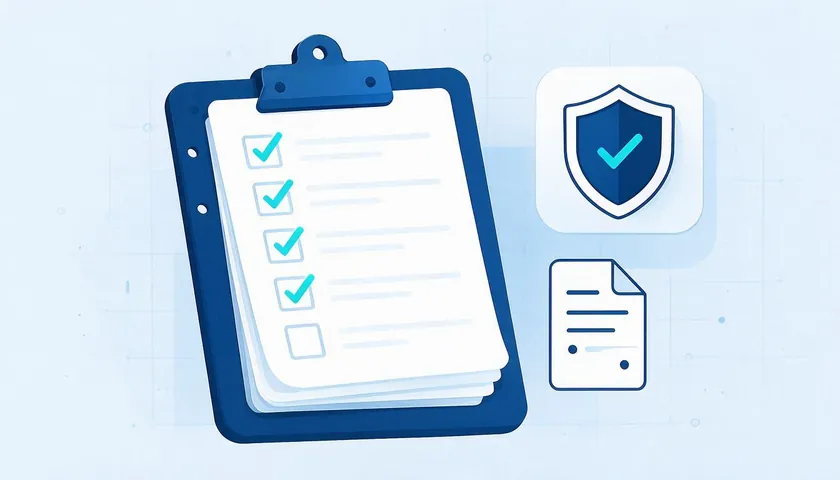 Checklist, shield, and document icons representing what a compliant all sales final policy should cover