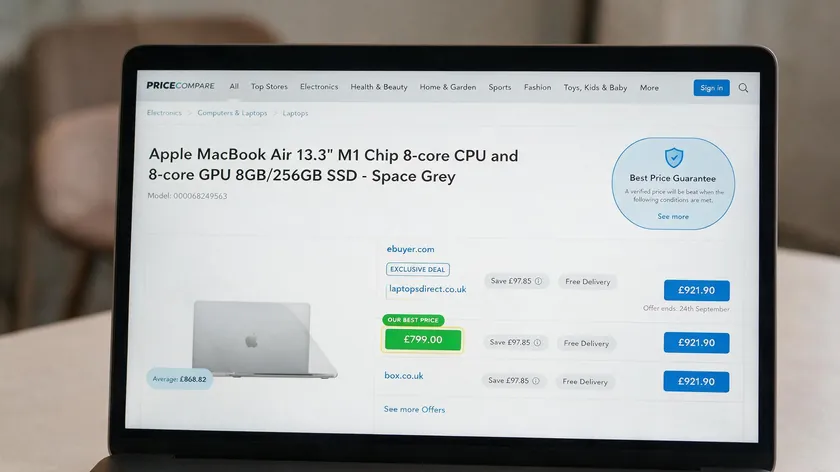 Price comparison page showing a best price guarantee badge, one of several money back guarantee examples for retailers