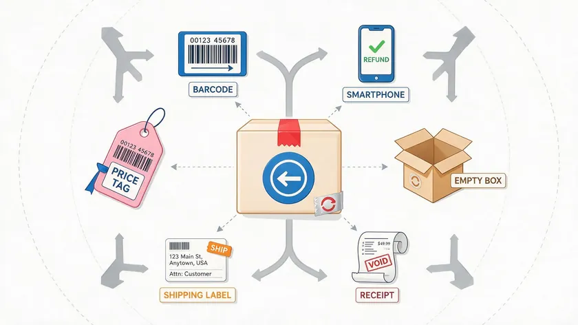 Diagram mapping the major types of return fraud, from barcode swapping to receipt fraud.