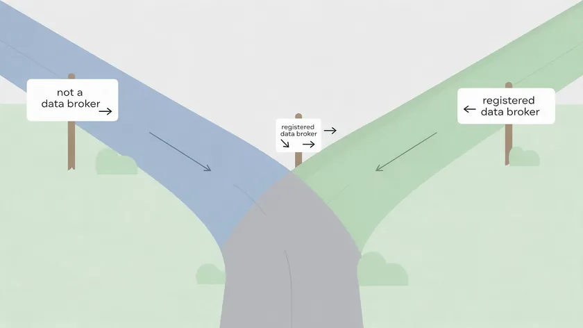Forked path illustration showing the two disclosure routes a business follows depending on whether it qualifies as a registered data broker.