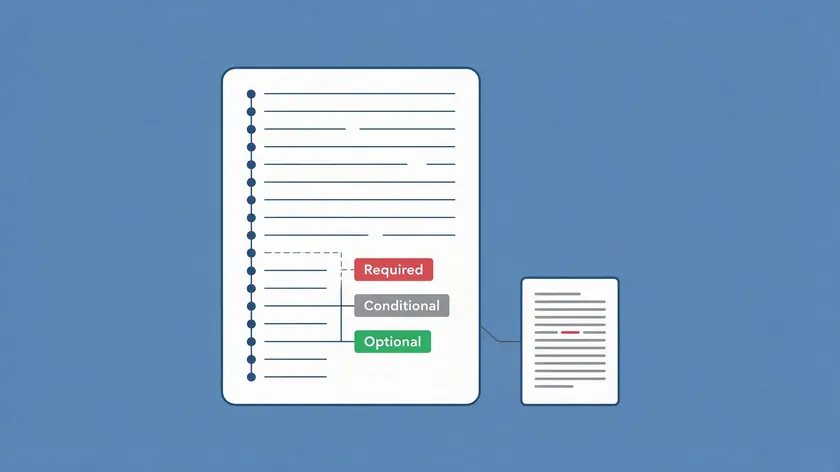 Diagram showing privacy policy clauses tagged as Required, Conditional, or Optional under California law.