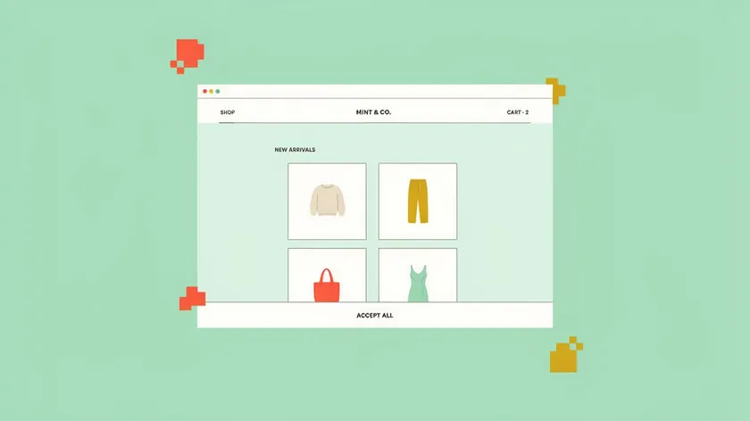 Storefront page with a cookie consent banner and tracking pixels, as addressed in an online store privacy policy