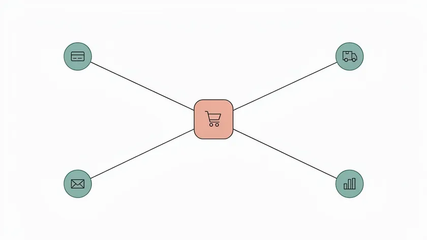 Data map illustration linking an online store to its payment, shipping, email, and analytics vendors for the online store privacy policy