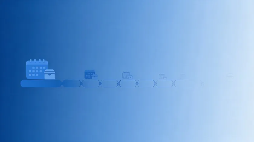 Timeline illustration of calendars and archive boxes fading out to show data retention periods in an online store privacy policy