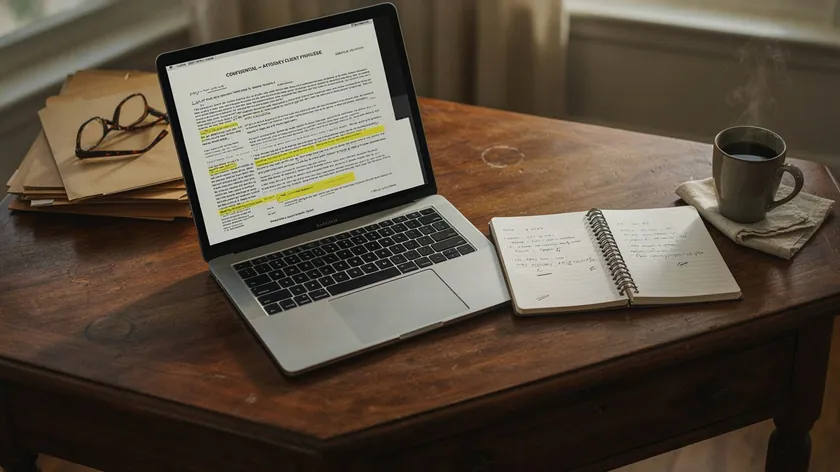 Laptop showing a sample online store privacy policy with highlighted fields to customize