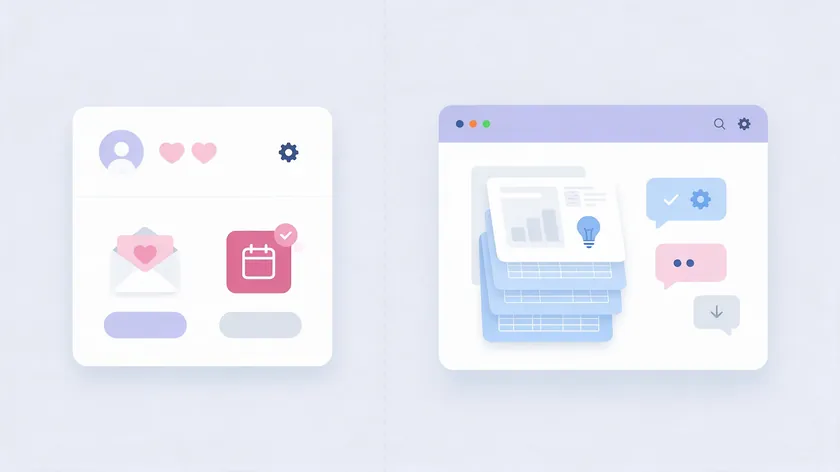 Split illustration of a user account card and uploaded customer content, the two data types a SaaS privacy policy must separate