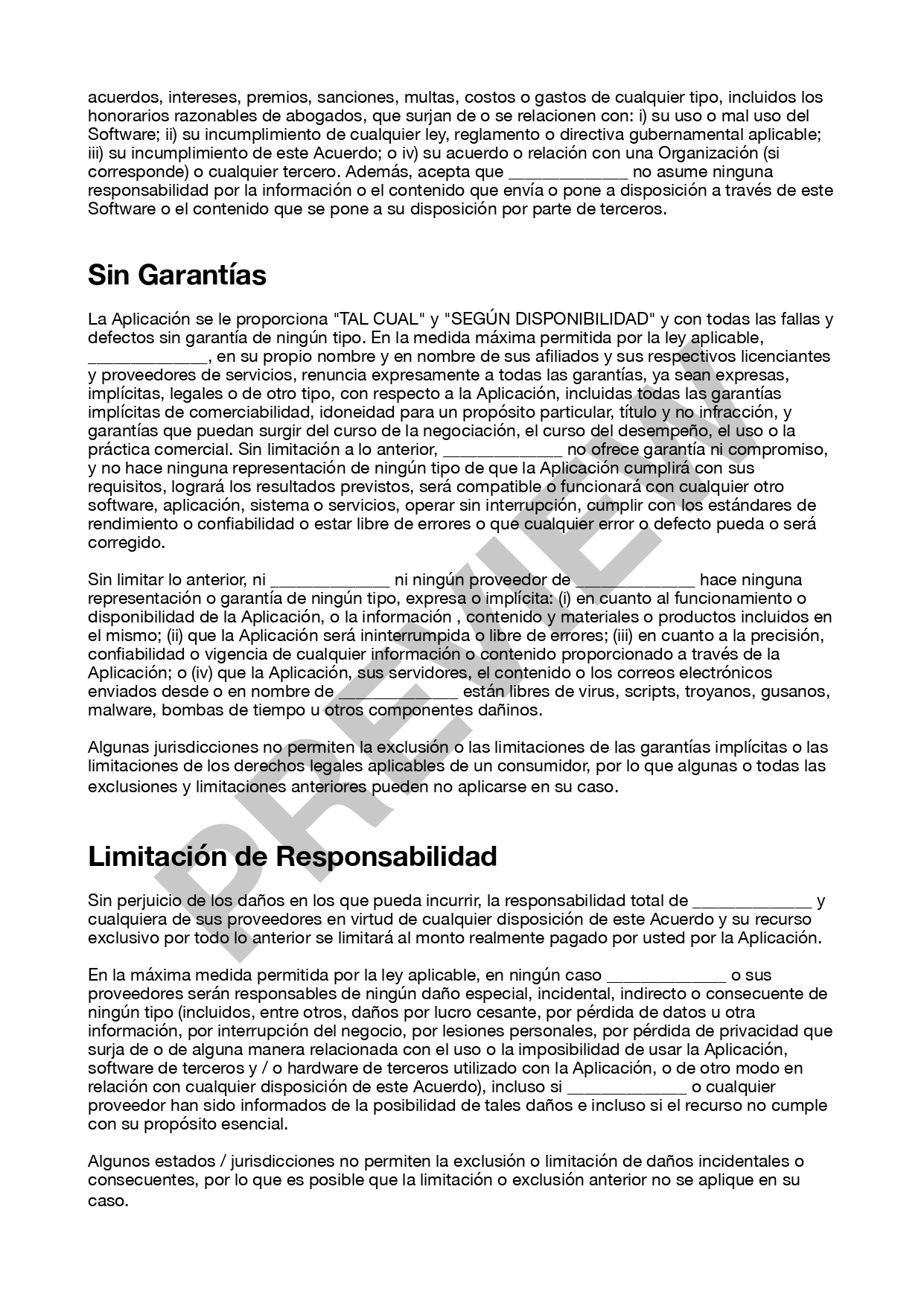 Vista previa del Acuerdo de Licencia de Usuario Final